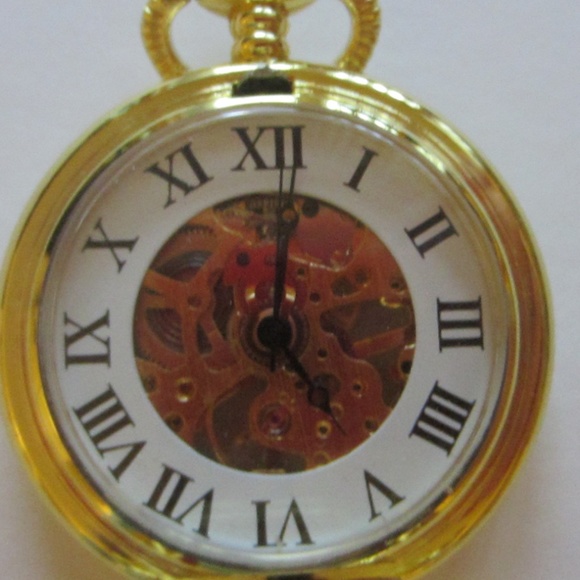 Golden Brass Filigree Geometric Winding Open Concept Pocket Watch Pendant main image 10